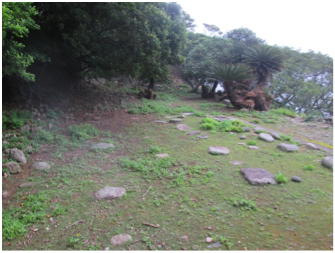 岩がポツポツと地面から見えている瀬戸脇教会跡(舟森集落跡)の写真